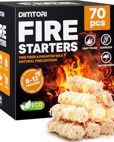 DIMTORI 70 pcs Fire Starter - Natural Fire Starters for Campfires, Fire Pit, Pizza Oven, Fireplace, Smoker, BBQ, Pellet Stove & Wood - Fire Starters for Grill, Charcoal Starter