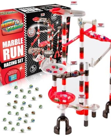 Marble Genius Marble Run Racing Set: 200-Piece Marble Run Racing Set Toys for Kids, Marbles Maze Tower Building Blocks, Marbles Race Track Rolling Game, Educational Learning STEM Toy Gift