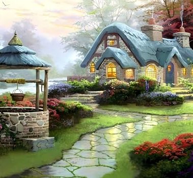 hill froeistung Landscape Scenery Diamond Art Painting Kits for Adults: Country Diamond Art Painting Cottage DIY 5d Diamond Art Kit Full Drill for Wall Decor 12 x 16 Inch