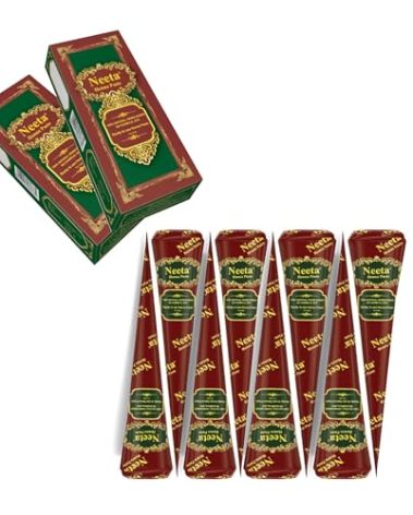 Neeta 8 Pack 100% Natural Ready to Use Henna Paste Hair Dye Cones Reddish Brown Color tubes color for women Perfect for Spot hair coloring, Long-lasting and Cruelty-Free