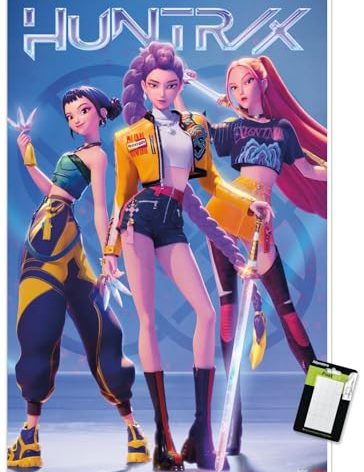 Netflix KPop Demon Hunters (2025) - Huntrix Hero Group Wall Poster, 34L" x 22.4W", Poster & Mount Bundle