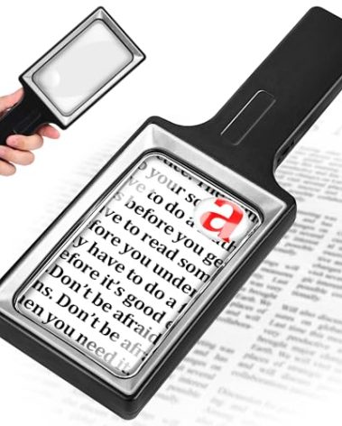 10X 30X Large Magnifying Glass with Light, Handheld Rectangle Magnifying Glass for Reading, Stepless Dimmable LEDs Magnifier for Reading Small Prints Seniors Low Vision