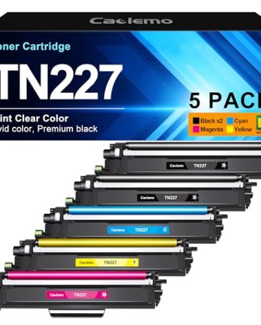 Caclemo TN227 TN223 TN-227BK/C/M/Y High Yield Compatible Toner Cartridge Replacement for Brother TN227 TN223 TN 227 Compatible with MFC-L3770CDW MFC-L3750CDW MFC-L3710CDW HL-L3270CDW Printer, 5 Pack
