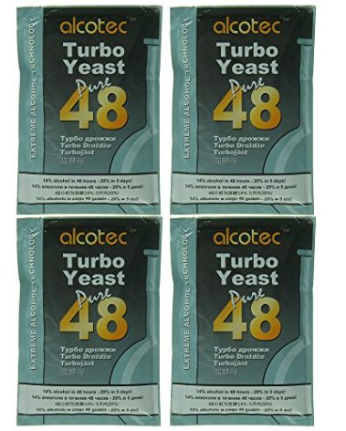 Alcotec 48 Hour Turbo Yeast | Brewers Yeast Powder| Wine Yeast for Wine Making | Dry Yeast | nutritional yeast | (4 Packs)