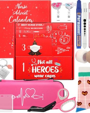 AmazingSpark Advent Calendar 2025 Christmas Nurses Gifts for Women 12 Days Christmas Countdown Stethoscope Case with Supplies Nurse Gifts for Women RNS Pharmacy Medical Assistants