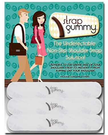 Strap Gummy - Stop Strap Slips - the ORIGINAL Shoulder Strap Grip Non Slip Strips - Set of 6 pieces, Semi-Clear