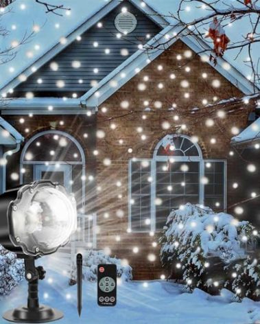 Borelor Snowfall LED Lights IP65 Waterproof Mini Christmas Snowflake Projector Lamp Indoor Outdoor New Year Decoration Light with RF Remote & Timer(High Brightness)