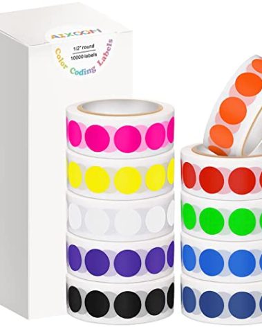 10000 PCS 1/2" Round Color Coding Labels Circle Dot Stickers, 10 Assorted Colors for Home Office Classroom (10 Rolls,1000 Labels/Roll)