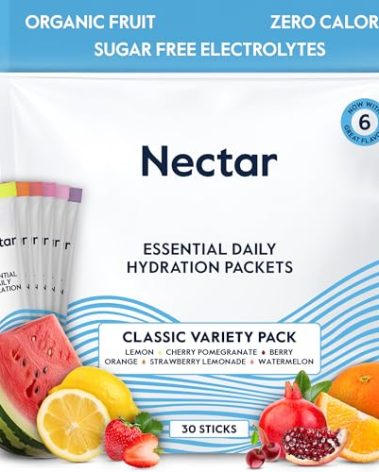 Nectar Hydration Packets - Electrolytes Powder Packets - Sugar Free & 0 Calorie - Organic Fruit Liquid Daily IV Electrolytes Powder for Dehydration Relief and Rehydration (Variety 30 Pack)