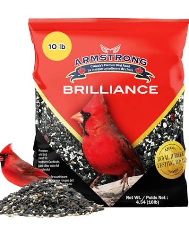 Armstrong Wild Bird Food Royal Jubilee Brilliance Blend, 10 Pounds - with Black Oil Sunflower, Safflower, Peanuts, Dried Raisins & Cherries for Northern Cardinals and Songbirds for Outside Feeders