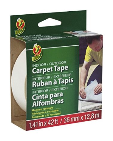 Duck Brand 286373 Indoor/Outdoor Carpet Tape, 1.41-Inch x 42 Feet White, Pack of 6.