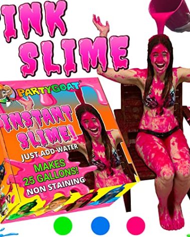 PARTY GOAT Pink Instant Slime Powder. Bulk 25 Gallon Kit. Just Add Water. Liquid Slime Mix to Dump on People in Fundraisers & Games