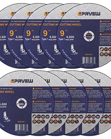 PRVEW 10-Pack Cut Off Wheels 9-Inch, 9"x0.075"x7/8" Quality Cutting Disc, Metal & Stainless Steel Aggressive Cutting Wheel for Angle Grinder, General Purpose Cut-Off Wheel(9-Inch)