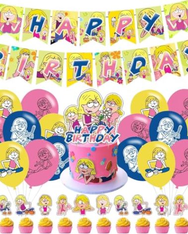 𝑳𝒊𝒛𝒛𝒊𝒆 𝑴𝒄𝒈𝒖𝒊𝒓𝒆 Birthday Party Decorations, Cartoon Girls Themed Set Includes Banner, Cupcake Cake Toppers, Birthday Balloons for Fans Adults Party Favors