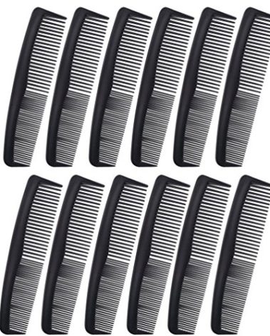 Favorict (12 Pack) Flexible Thin 5" Pocket Hair Comb Beard & Mustache Combs for Men's Hair Beard Mustache and Sideburns (Black)