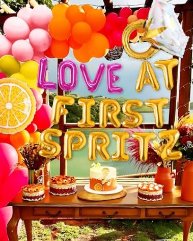 Love at First Spritz Bachelorette Party Decorations Feeling Spritzy Balloon Orange Citrus Balloon for Bridal Shower Mimosa Party Decoration