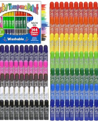 Kwik Stix Solid Tempera Paint Sticks, 144 Classic Colors, Washable Paint Sticks for Kids, Quick Drying, Non-Toxic, Allergen Free, Class Pack, Ideal for Kids and Toddlers