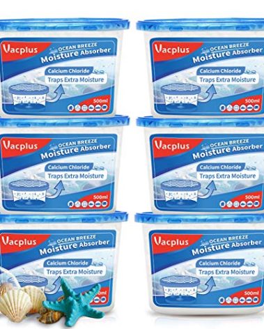 Vacplus Moisture Absorbers 6 Pack, Portable Humidity Absorber Boxes for Your Bathroom, Closet & Car, Dehumidifier with Ocean Fragrance, 10.5 Oz
