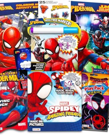 Spiderman Coloring Book Super Set for Kids - 6 Spiderman Activity Books with Coloring Pages, Stickers, Games, Puzzles, and More | Spidey and Friends Coloring Bundle