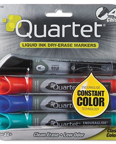 Quartet Dry Erase Markers, Whiteboard Markers, Chisel Tip, EnduraGlide, White Board Dry Erase Pens for Teachers, Home School & Office Supplies, Assorted Classic Colors, 4 Pack (5001M)