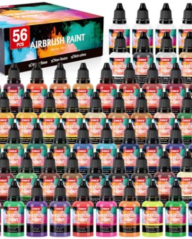 ESRICH Airbrush Paint 52 Colors (1 oz) with 4 Thinner,Air Brush Painting Set Acrylic Ready to Spray, Air Brushes Paint,Water-Based Airbrush Paint Set for Metal,Plastic,Canvas,Wood,Air brush Paint Kit