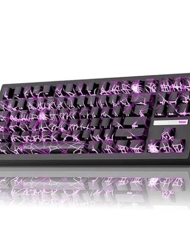 ZORNHER ZH870 Wireless Gaming Mechanical Keyboard,80% Black Custom Creamy Sound Keyboard with Spider Web IMD PC Keycaps,Creamy Sounding Linear Switches,Hot-Swappable,RGB Backlit,2.4GHz/USB-C/BT5.0