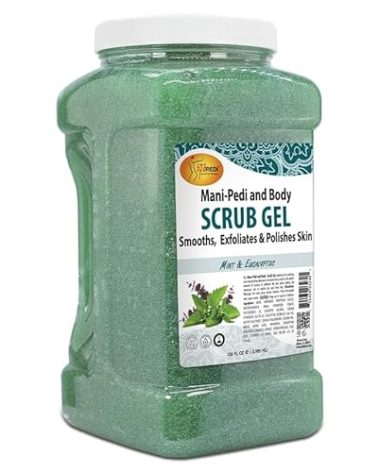 SPA REDI - Exfoliating Scrub Pumice Gel, Mint and Eucalyptus, 128 Oz - Manicure, Pedicure and Body Exfoliator Infused with Hyaluronic Acid, Amino Acids, Panthenol and Comfrey Extract