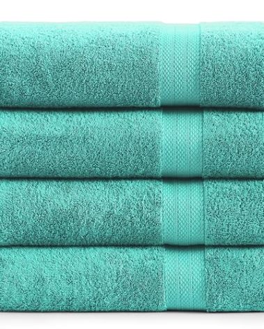 LANE LINEN Bathroom Towels Set (4 Pack)- 100% Cotton Luxury Bath Towels for Bathroom, Soft Shower Towels, Quick Dry Turkish Bath Towels, Super Absorbent Hotel Quality Bath Towel Set (28"x 54")- Teal