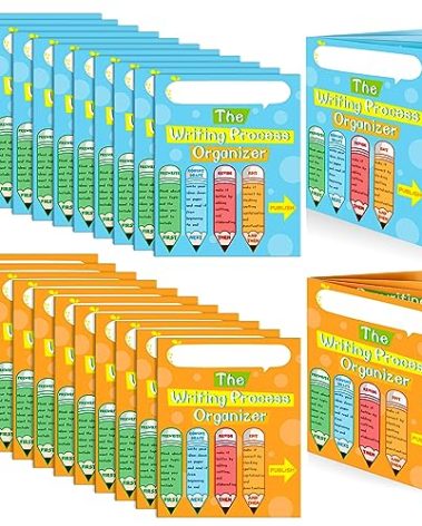 24 Pcs Writing Process Pocket Folders Writing Process 4 Pocket Laminated Student Folders School Folders with Pockets for Teacher Classroom School Supplies, 2 Styles, 9.5 x 12 Inch