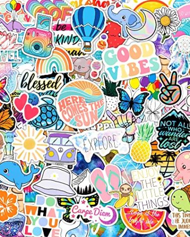 120 Pcs Preppy Stickers, Summer Stickers for Water Bottles Girls, Laptop Accessory Waterproof, Cute Decals for Phone Waterbottle MacBook Cup, Summer Themed Stickers for Teens