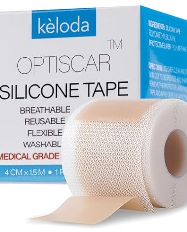 Silicone Scar Tape, Medical Grade Silicone Scar Sheets for Surgical Scars, Tummy Tuck, Lipo, C-Section Post Surgery Scar Treatment, Reusable & Breathable, 1 Roll (60 Sheets)