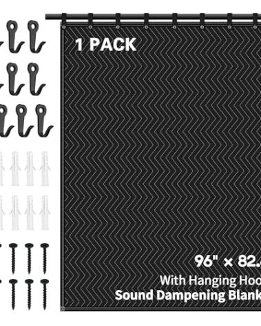 Suvony Large Sound Dampening Blanket,96" x 80" Sound Absorbing Studio Blanket,Noise Cancelling Studio Acoustic Blanket Curtain/Light Blocker/Moving Blanket