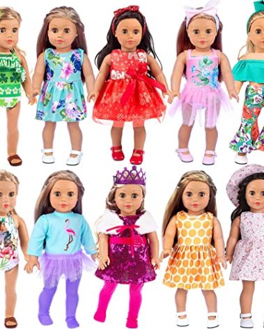 ZITA ELEMENT 24 Pcs American Doll Clothes for 18 inch Doll Clothes and Accessories - Doll Clothing Outfits Dress Swimsuits Tights for 18 Inch Dolls