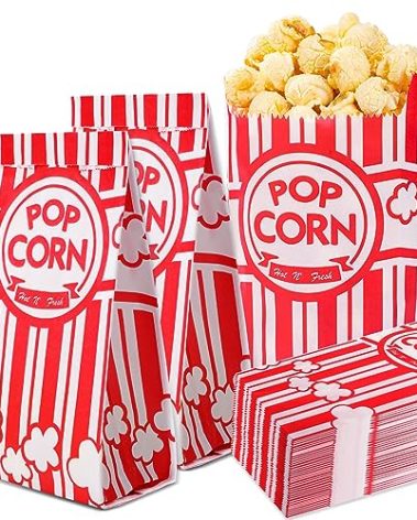 VOISEN Paper Popcorn Bags,100 Pack 1oz Popcorn Bags Individual Servings, Popcorn Bag Bulk for Popcorn Machine,Movie Nights Pop Corn Bags