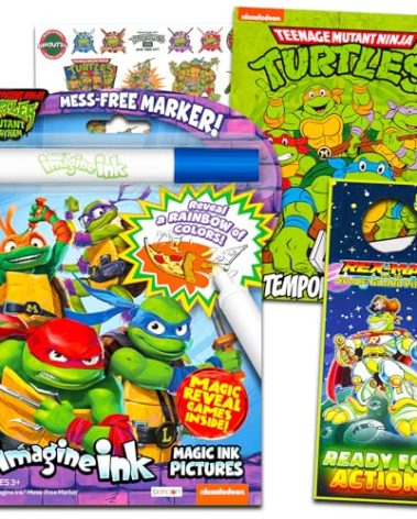 TMNT Imagine Ink Activity and Coloring Book Bundle for Kids with 25 Ninja Turtle Tattoos and Party Favors