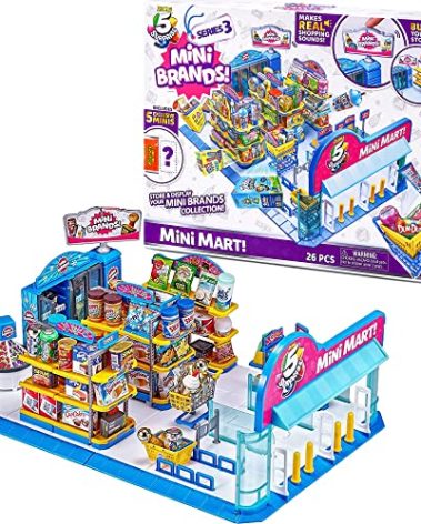 5 Surprise Mini Brands Mini Mart Playset Series 3 by ZURU with 5 Exclusive Mystery Mini Brands, Store and Display Your Mini Collectibles Collection!