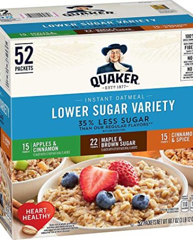 Quaker Lower Sugar Instant Oatmeal, Variety Pack (52 pk.)