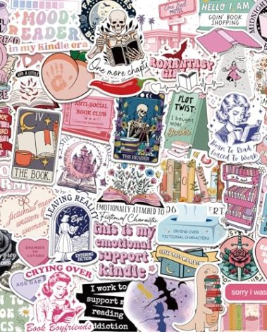 150 PCS Romance Book Stickers for Kindle, Holographic Bookish Sticker Pack Reading Glitter Vinyl Decals for Laptop Ebook Readers Water Bottles Journal Scrapbook Waterproof