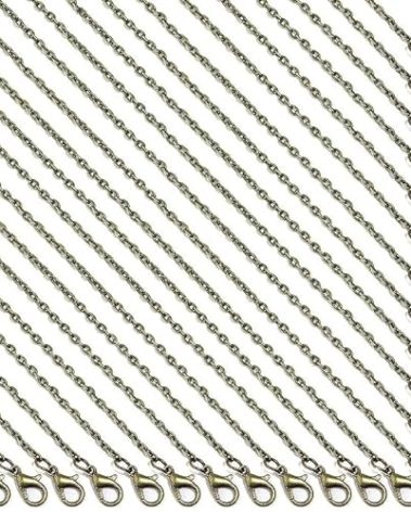 Forise 24 Pack Necklace Chains Bulk 2mm Antique Bronze Alloy Cable Links Chains for DIY Jewelry Making 24 Inches
