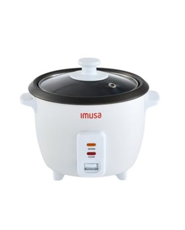 IMUSA USA GAU-00011 Electric Nonstick Rice Cooker 3-Cup (Uncooked) 6-Cup (Cooked), White
