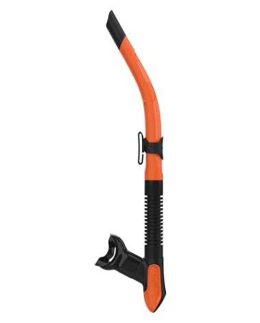 Mares Ergo Flex Snorkel for Scuba Diving, Snorkeling, Freediving with Corrugated Silicone Hose & Mouthpiece, Black/Orange