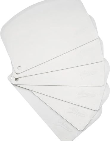 Ateco 1303 Bowl Scraper Set, Flexible Food-safe Plastic, White, 6-Pieces