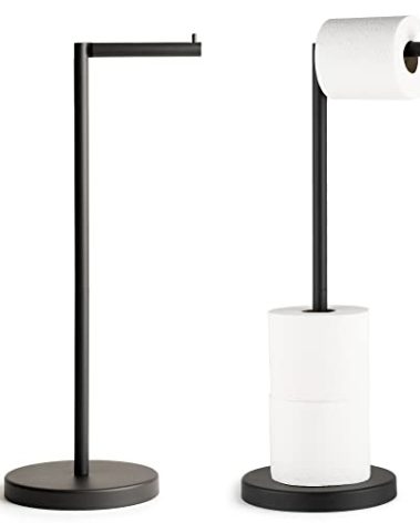 Marmolux Acc - Free Standing Toilet Paper Holder 1pc - Bathroom Storage for 4 Rolls of Tissue Modern Stainless Steel Matte Black Toilet Paper Holder. - Tp Holder Stand