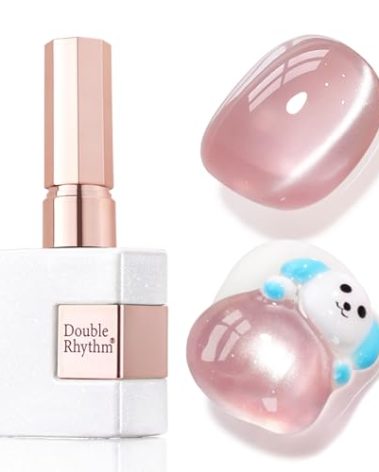 Double Rhythm Jelly Glass Cat Eye Gel Polish with Magnet 15ML Holographic Glitter Shimmer Translucent Sheer Color Magnetic Nail Polish Salon DIY at Home (Jelly Pale Purple-MC1100)