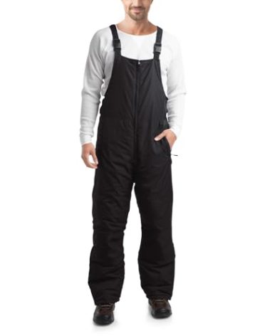 Arctic Hero Mens Bib Overalls - Insulated Waterproof Bibs Snow Pants Men Shoulder Strap Snowboard Pants with Pockets (S-2XL), Size X-Large, Black