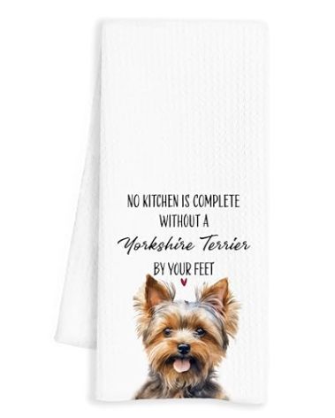 INDANJEDN Yorkshire Terrier Kitchen Towels, Mom Lovers Women's Yorkie Gifts, Yorkie Terrier Tea & Dish Towels, Kitchen Decor, 16x24 Inch
