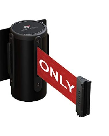 CCW Series WMB-125 Fixed Wall Mount Retractable Belt Barrier 11 Foot with Black Steel Case (Red"Authorized Access ONLY" Belt)
