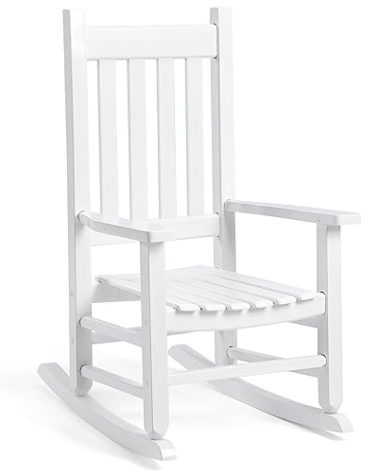 GnL Recsports Child's Wood Porch Rocker - Perfect for Indoor or Outdoor All Weather Porch Rocker for Garden,Lawn,Balcony,Backyard, Use - Suitable for 6-10 Years Old (White)