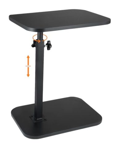 GENDLTHIJ C Shaped End Table for Couch Sofa, 360° Swivel Height Adjustable TV Tray for Small Spaces,Livingroom Bedroom College Dorm Hospital (Black)