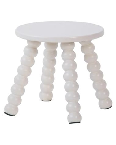 HuiDao Solid Wooden Step Stool for Adults, 10 inch Stool for Kids Perfect Matched Sensory Table, Sturdy and Versatile Short Foot Stool for Bathroom, Kitchen, Bedroom, Plant Stand Natural (1, White)